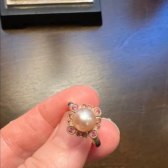 Vintage style rose gold and freshwater pearl ring, size 7 - Picture 3 of 5